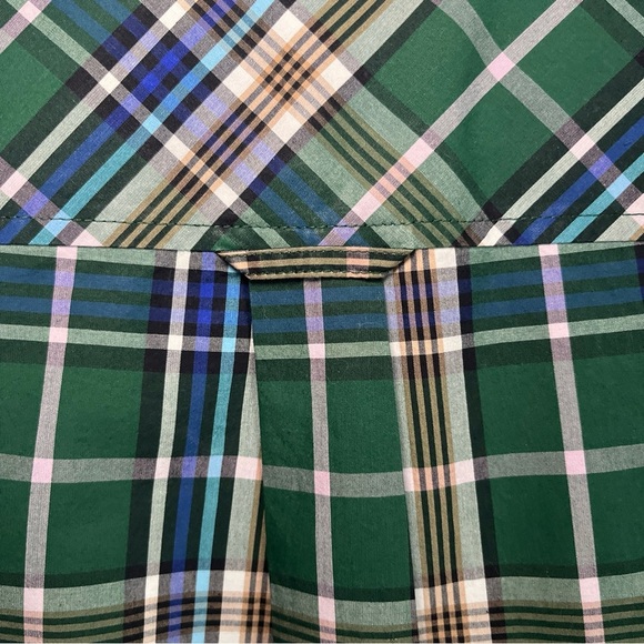 NWT! J. Crew Women’s Green Blue Plaid Button Shirt Sz2 Pocket Collared Cotton - Picture 10 of 14